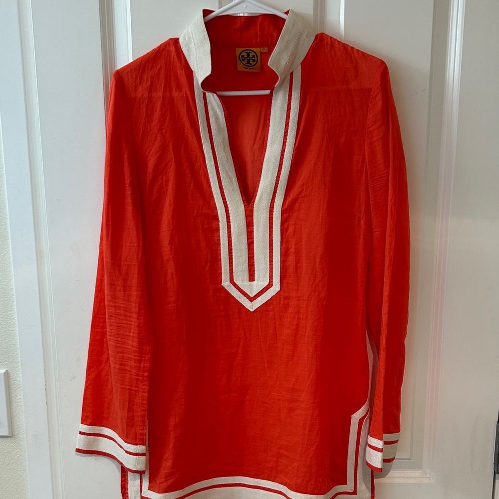 Tory Burch Orange Tunic with White Trim